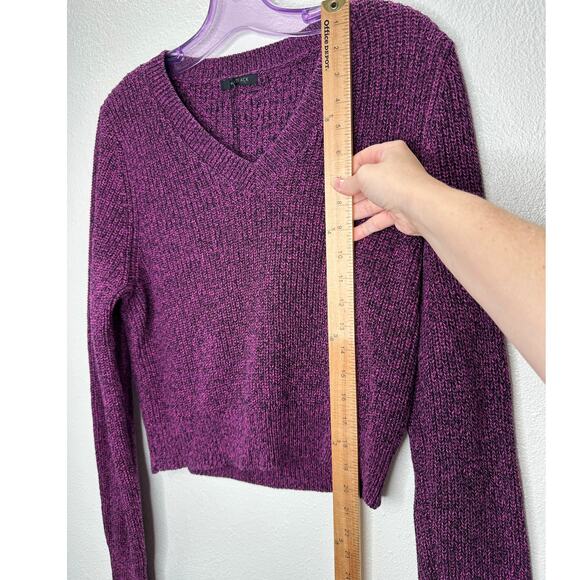 NWT Bobiblack Black Berry Marled VNeck Long Sleeve Crop Sweater S - Picture 10 of 10